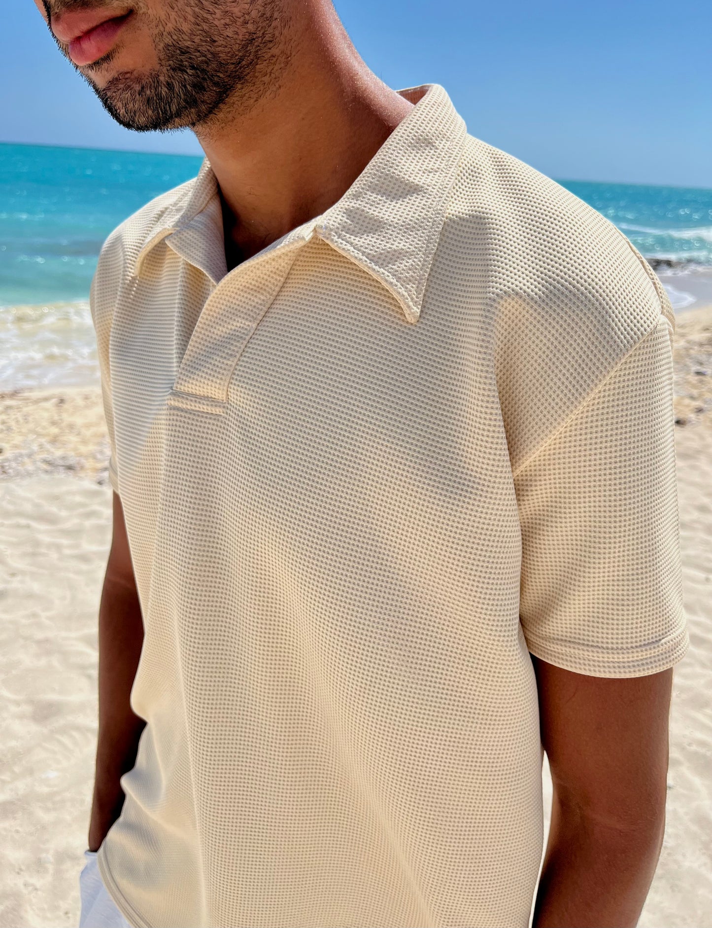 Beige Knitted Polo